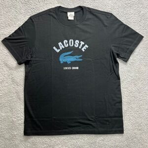 Lacoste Logo T-Shirt 100% Cotton Short‎ Sleeve Black Men's US Size XL VTG NWT